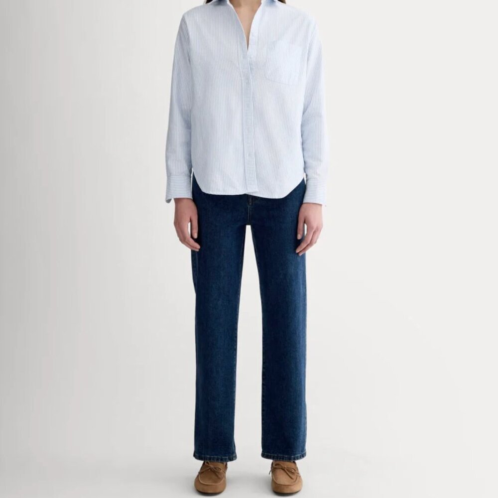 Everlane Jeans Womens 33L Blue The Way-High High Rise Straight Stretch Denim
